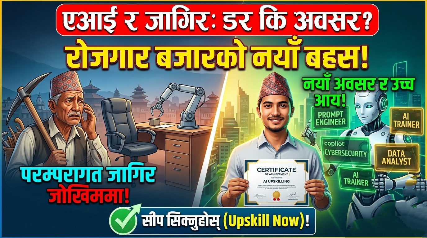प्रविधिको नयाँ मोड: एआई (AI) ले जागिर खोस्दैछ कि नयाँ अवसरको ढोका खोल्दैछ?